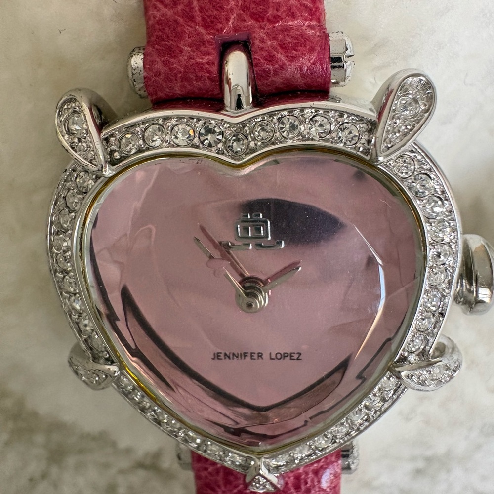 NEW JLO Jennifer Lopez NEW Women Heart-Shaped Quartz Wristwatch Pink Diamond - Picture 3 of 13